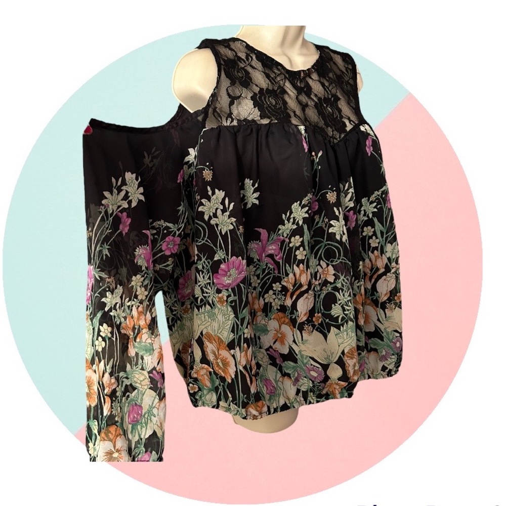 Off Shoulder Rose Gal floral Lace Blouse